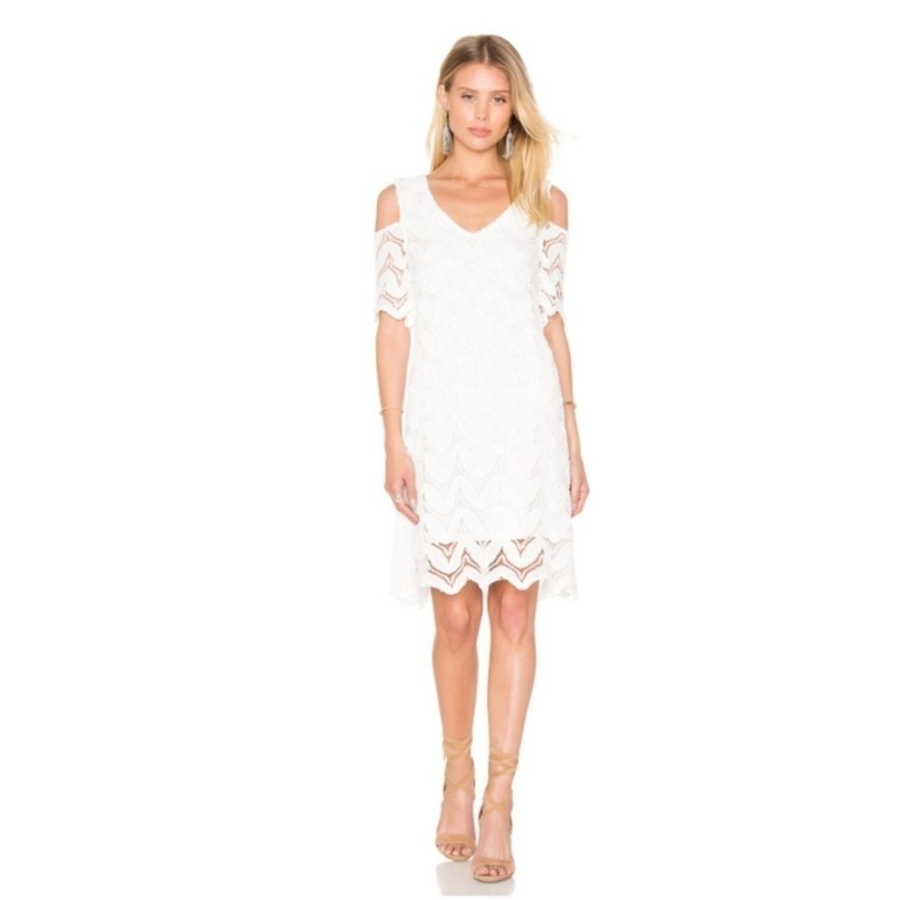1. State White Lace Cold Shoulder Dress